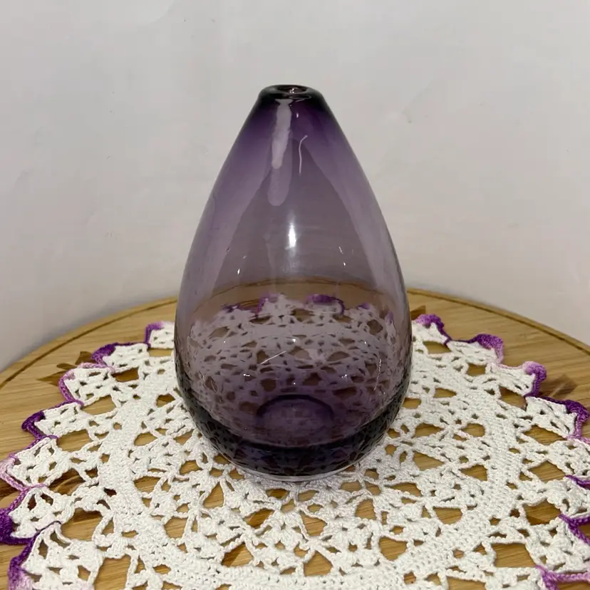 Vintage Handblown Amethyst Teardrop Vase