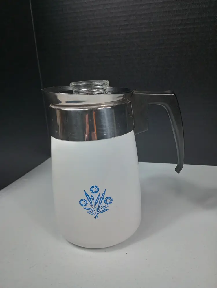 Corning Ware  Blue Cornflower 8 Cup Stovetop Coffee Peculator