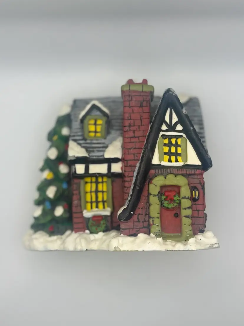 14-Large Christmas House Candle 8” X 8”