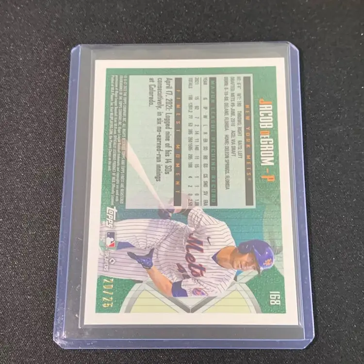 2022 Topps Finest Flashbacks Jacob Degrom Black /25 New York Mets