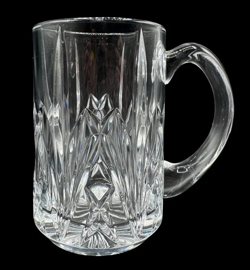 Marquis by Waterford Lead Crystal Brookside Beer Mug Stein Handle Clear 20 oz