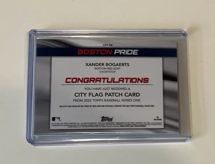 Xander Bogaerts City Flag Patch Relic Boston Red Sox