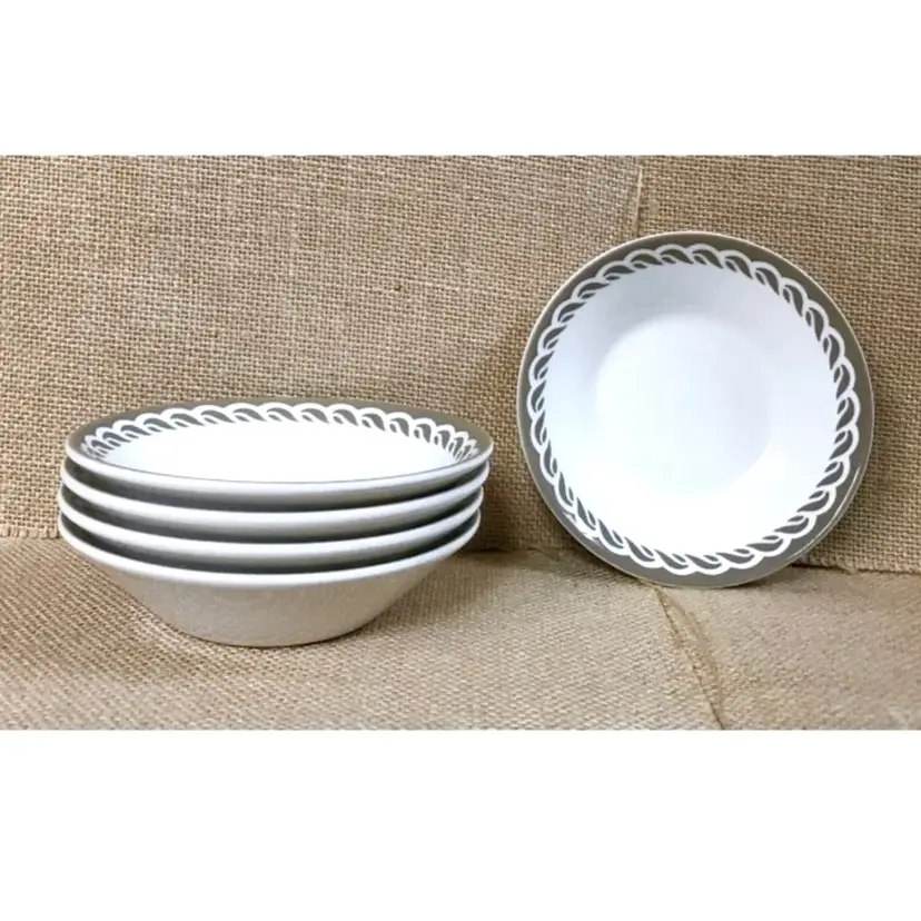 Vintage Syracuse China Small Fruit Bowls White Brown Trim Restaurant Ware