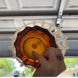 Milk Glass Plate & Amber Ashtray