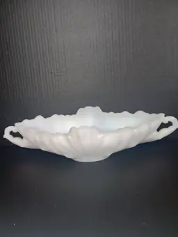 Vintage 1950s Jeanette White Milk Glass Gondola Style Fruit/Centerpiece Bowl 18 inches