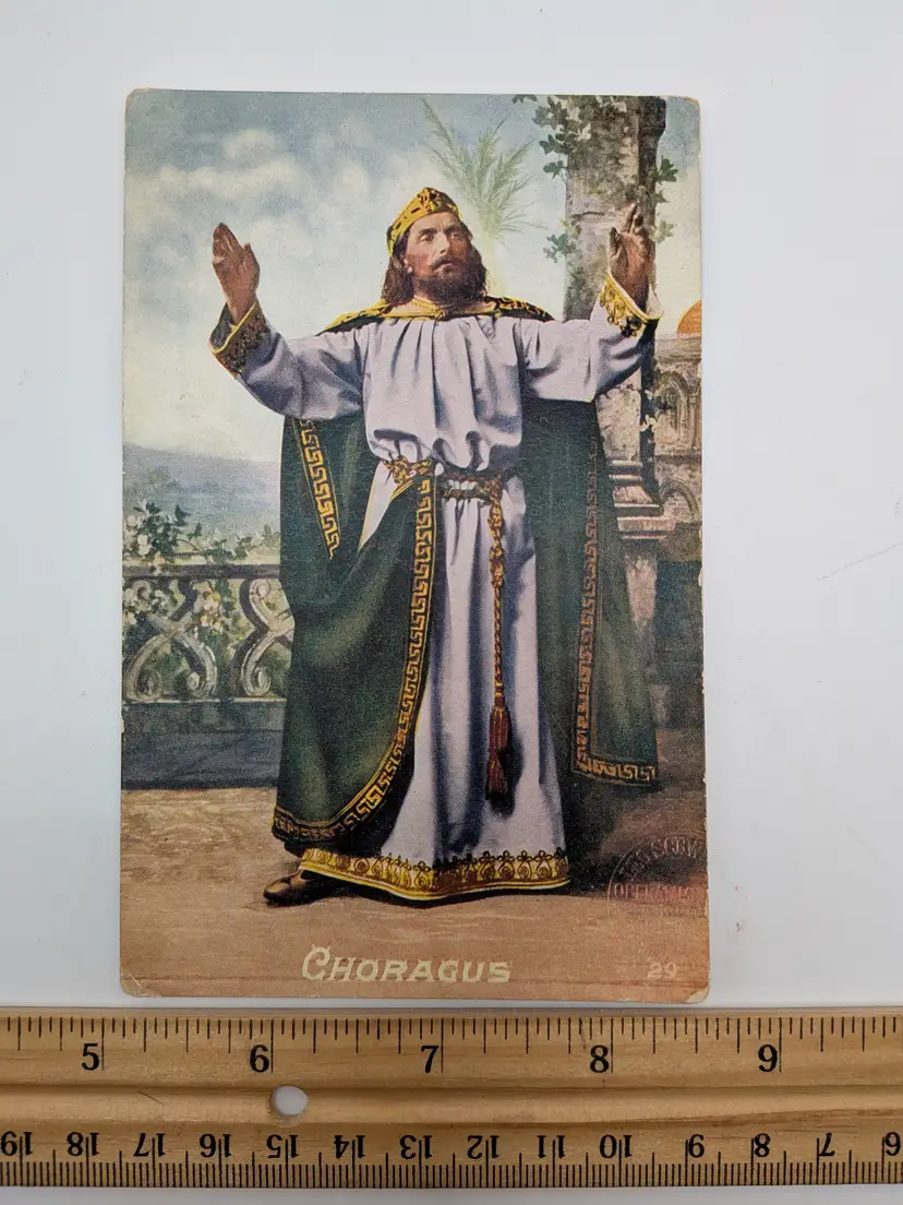 E10. Antique Postcard Choragus Religious/Passion Play Oberammergau Germany 1910