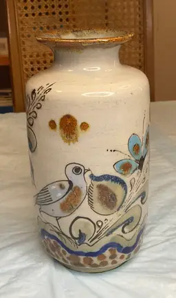 Tonala vase signed Ken Edward’s, 7 1/2” tall, 4” round at bottom, 2 3/4” at mouth