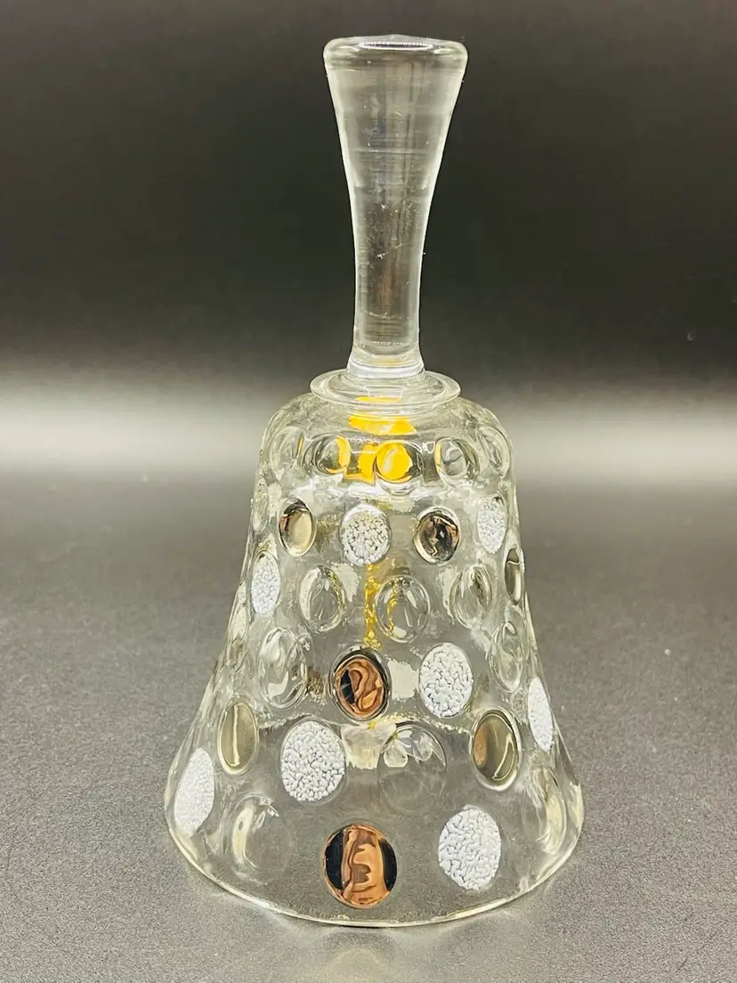 Vintage Bohemian Glass Bell With Polka dots