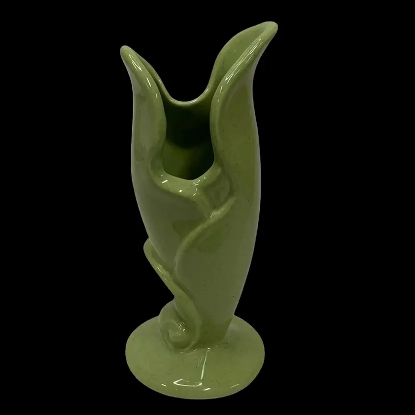 Vintage Green Swung Gilmer Pottery MCM Green Vase