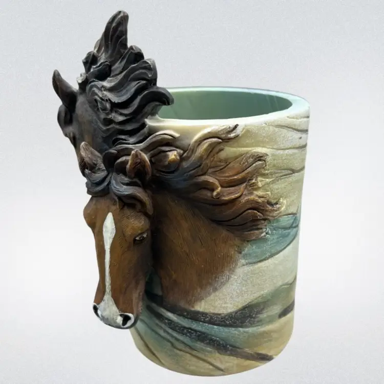 Resin 3D Horse Pencil Pen Holder Or Small Vase 4”
