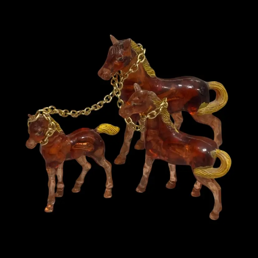 Vintage Lucite Horse Trio