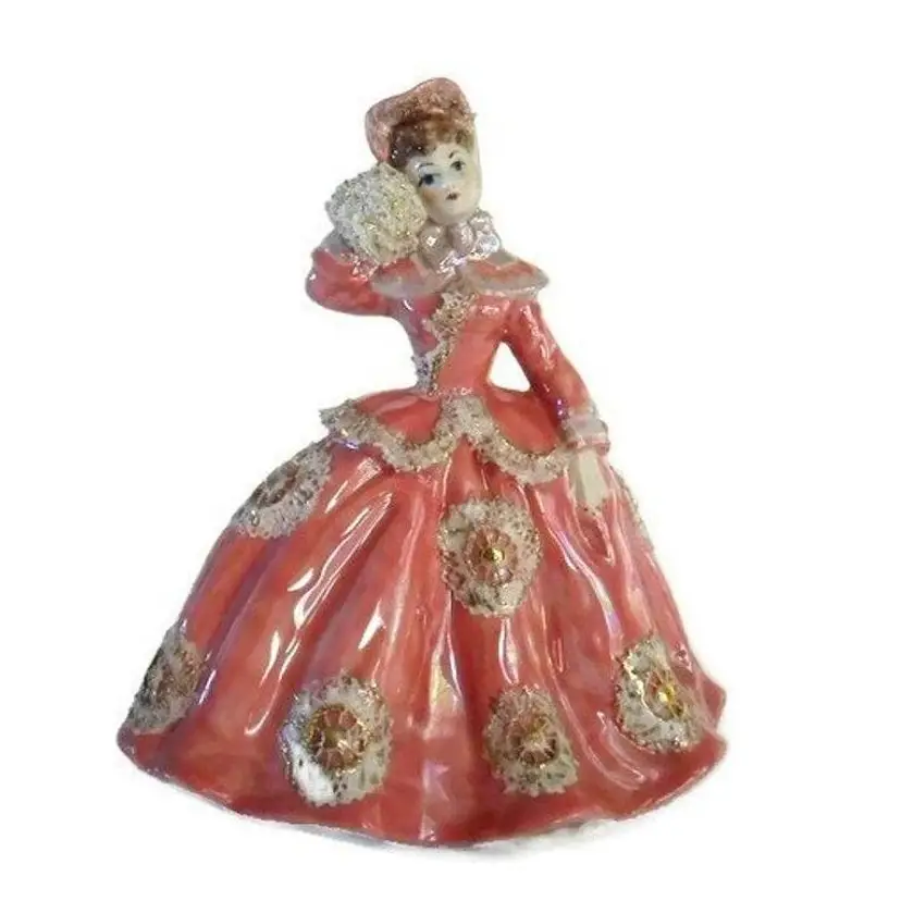 Ceramic Victorian Lady Figurine Hand Made by Juanita Gilbert in 1950s