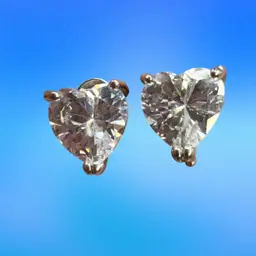 Silver-Tone Cuff Earrings With Heart Shaped Cubic Zirconia