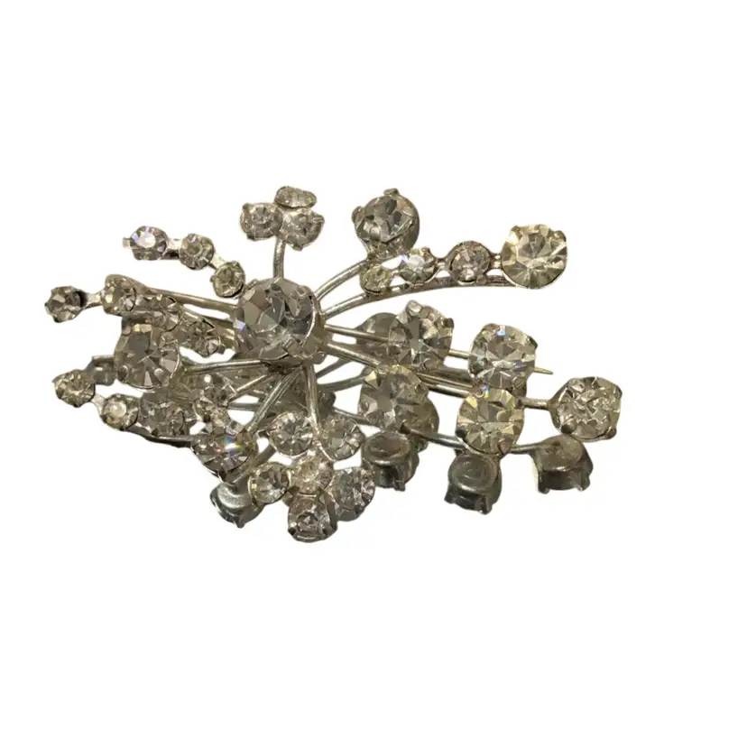 Floral Or Snowflake Style Brooch In AB Crystals