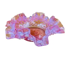 Fenton Pink Cranberry Opalescent Candy Dish