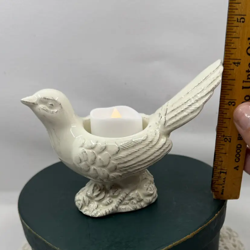Ceramic Bird Candle Holder With Silver Details