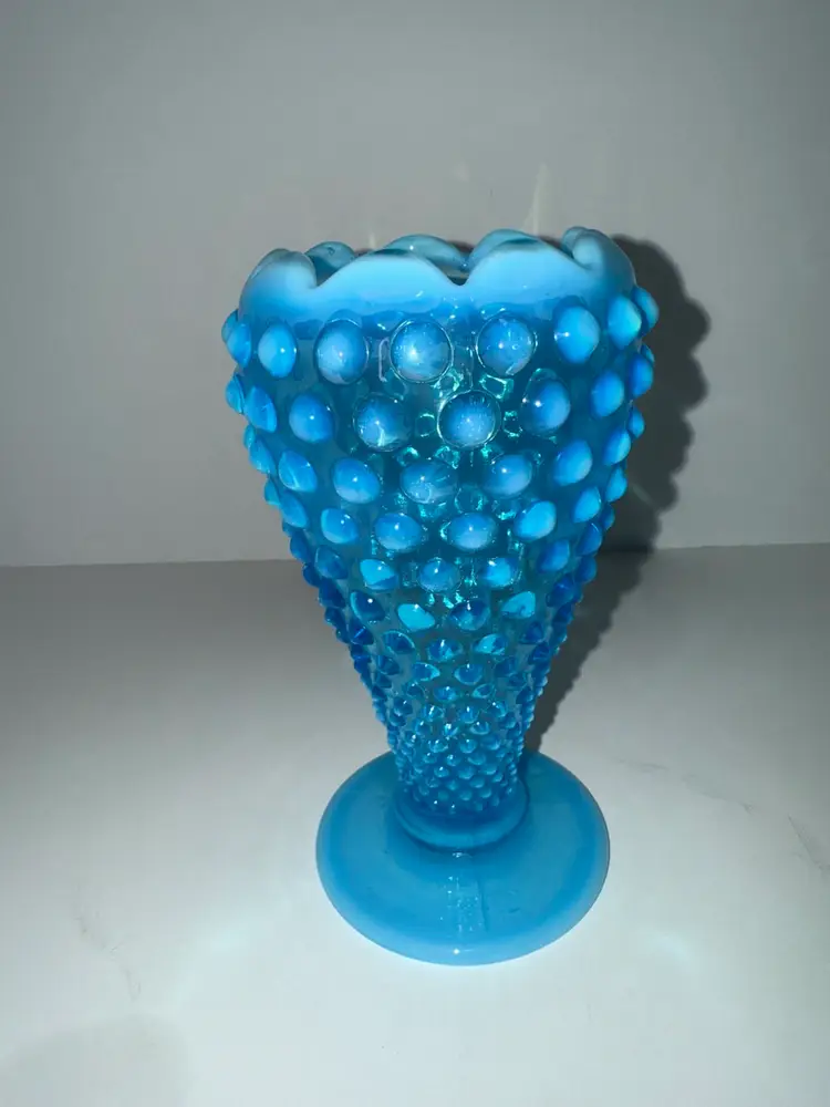 Fenton Opalescent Blue Hobnail Vase