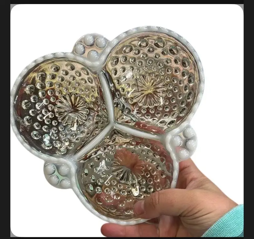 Anchor Hocking Opalescent Moonstone Divided Dish