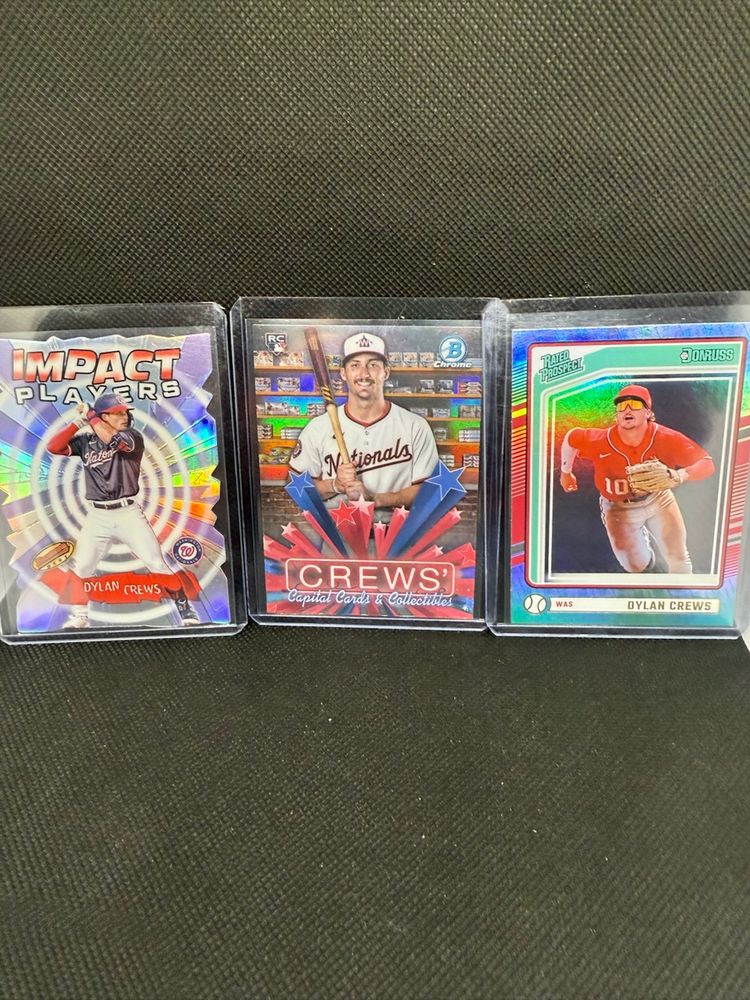 Dylan Crews 2025 RC Lot Bowman, Topps, Panini, Refractors 8 Card Lot Washington Nationals