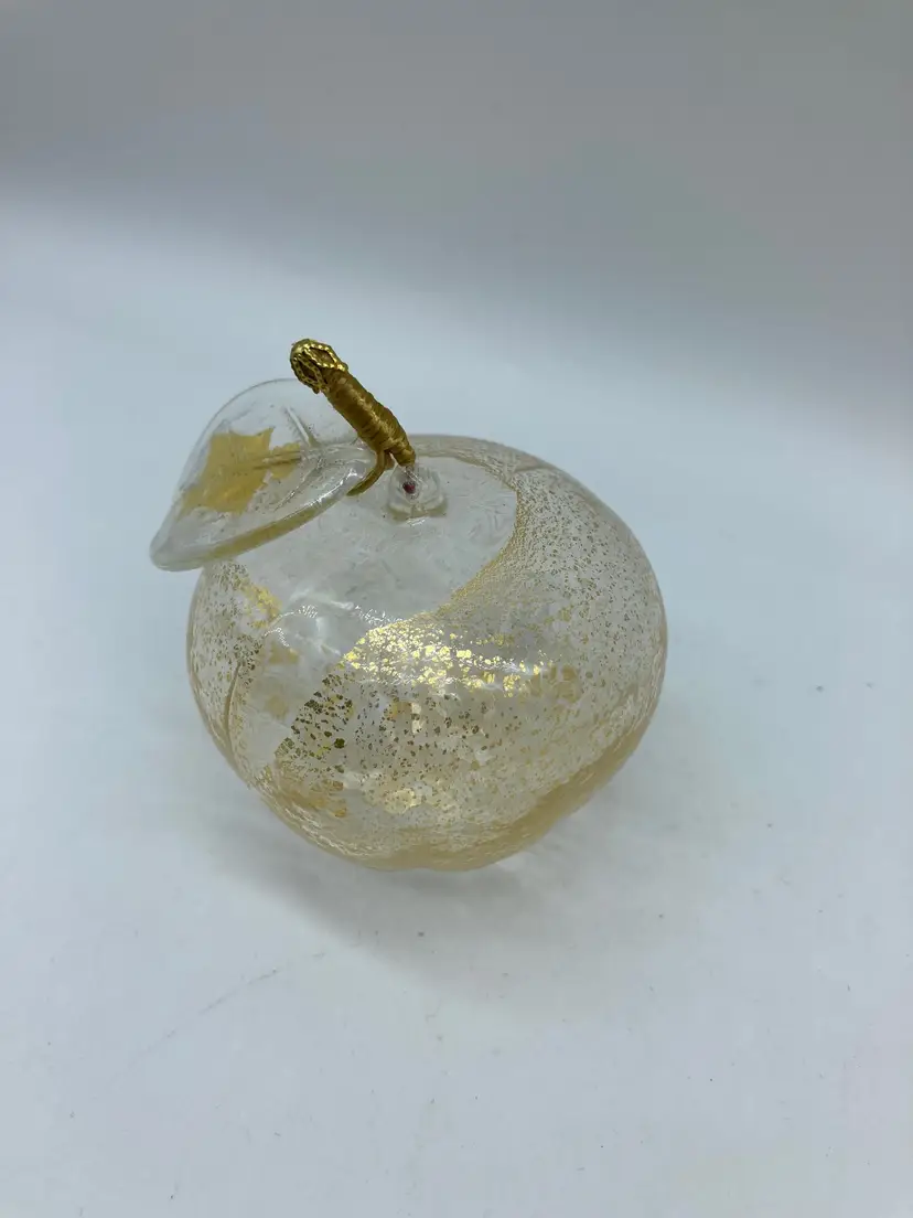 Hand Blown Apple with Gold Leaf Accents, Hollow