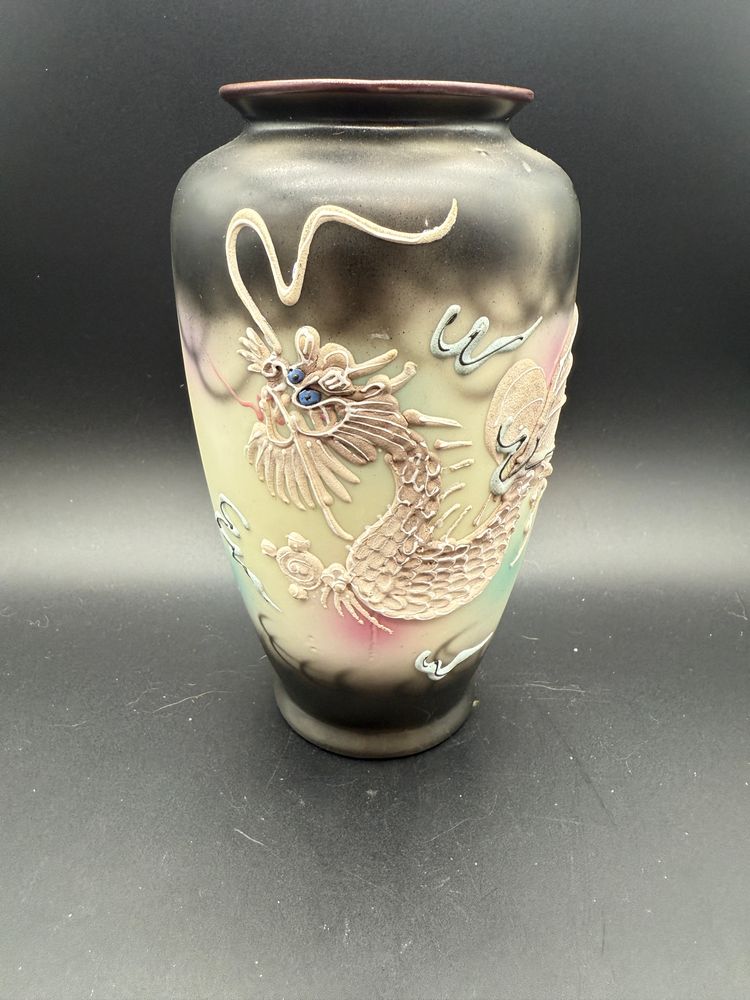Vintage Japanese Dragonware Vase Moriage Blue Eyed Dragon