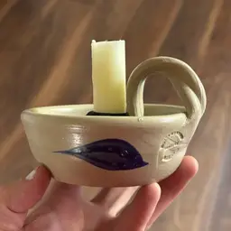 Vintage Williamsburg Pottery Twisted Handle Candle Holder