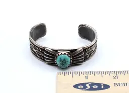 Jock Favour Southwestern Coin Silver Turquoise cuff bracelet 64.16g