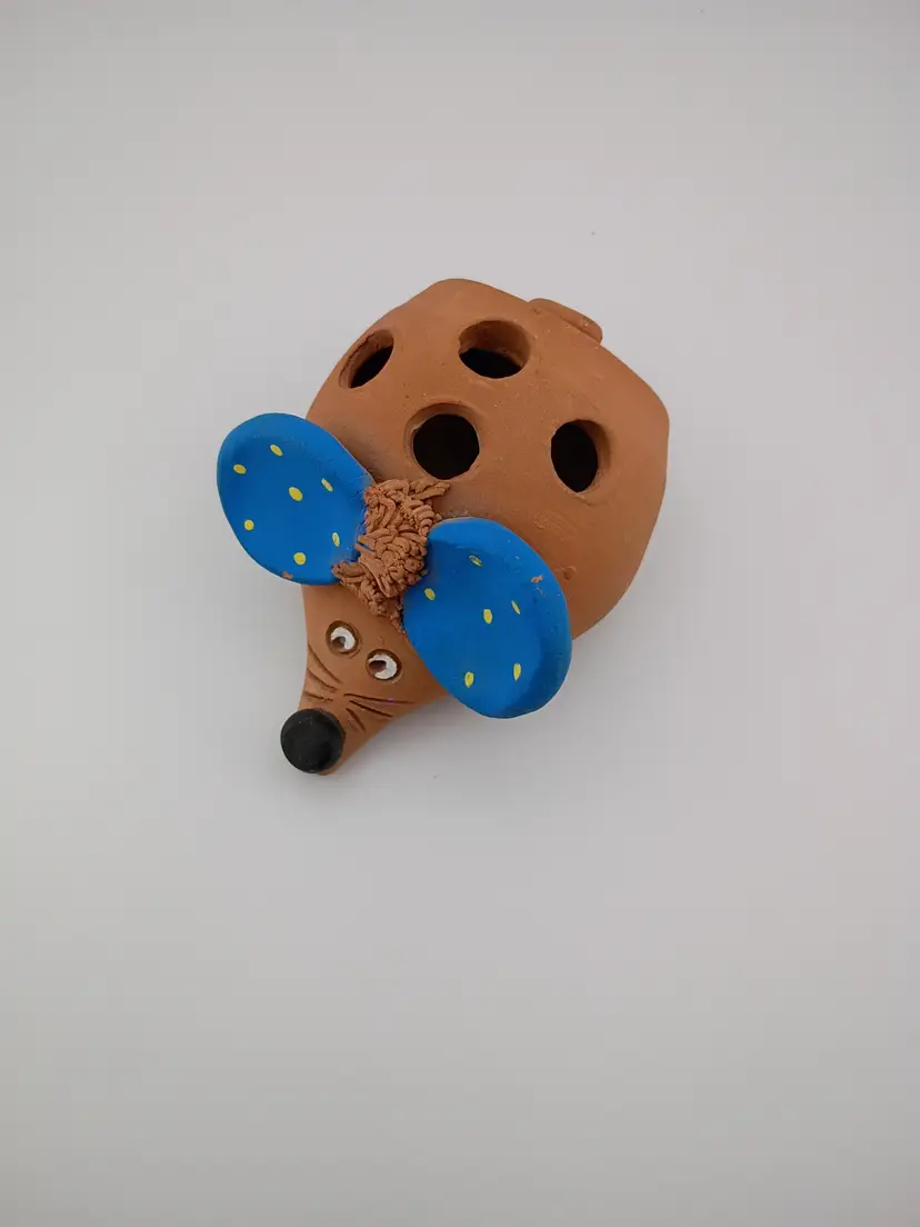 Clay mouse pencil holder