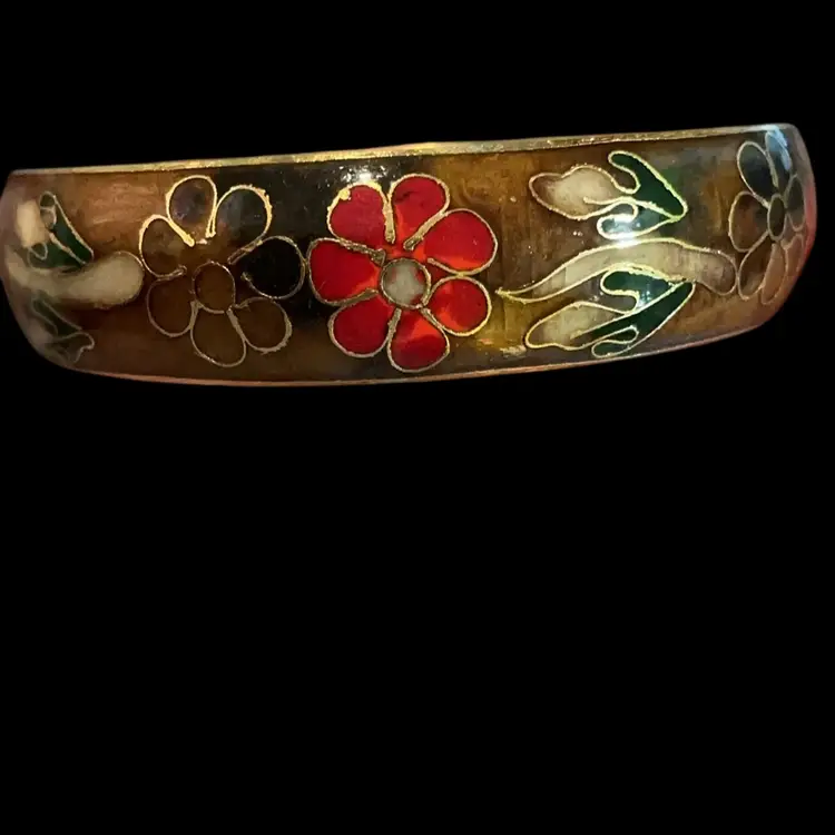 Vintage Chinese Cloisonné Bangle . Some Enamel Is Worn As Shown In Pictures. Still Beautiful Piece. Discounted Price .