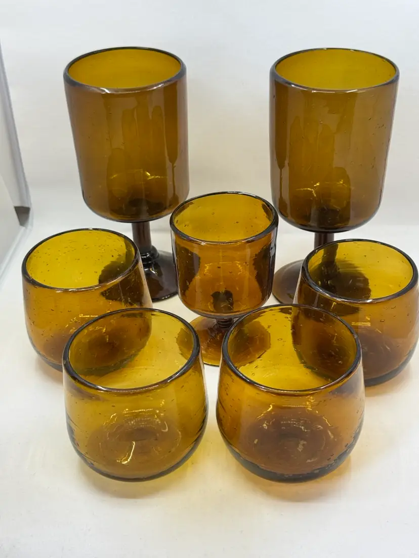 Brown Blown Glassware Set (7 Pieces)