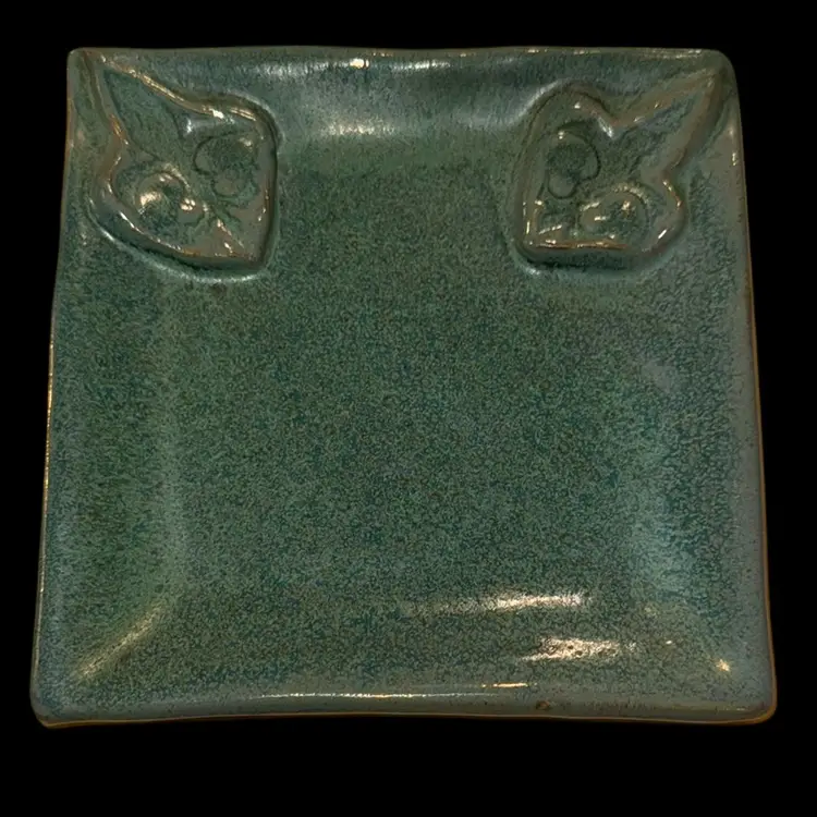 Handmade Studio Pottery in Celadon Green Glaze with Organic Leaf Motifs