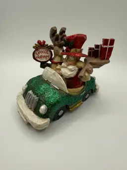 Vintage Kurt S. Adler Santa and Reindeer Special Delivery Car