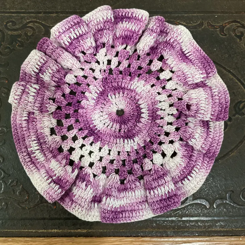 Purple & White Round Doily