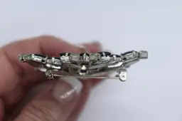 Black Onyx and rhinestones mourning pin