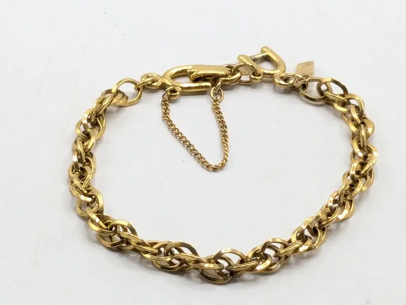 Vintage Roget Gold Tone  Bracelet with Safety Chain