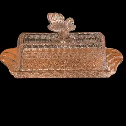 38. Glass Butterfly Butter Dish, Butterfly Lid, Butter Holder, Kitchen Decor, Serveware, Gift for Her 6-1/2” Long