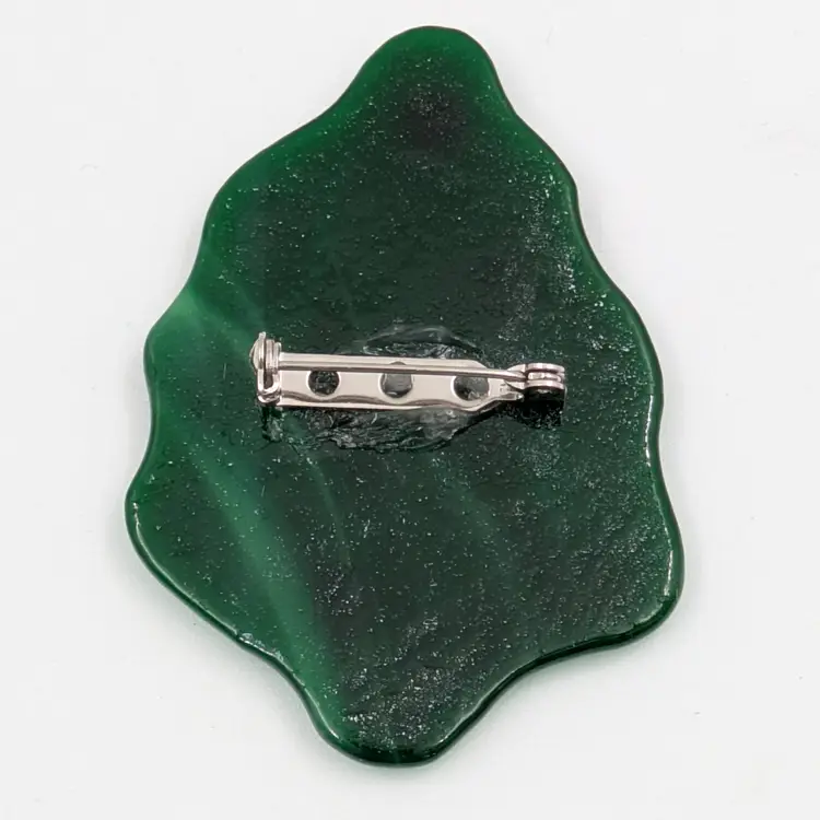 Fused Glass Christmas Tree Cake Brooch Pin