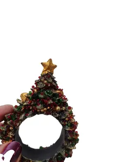 Department 56 Beaded Christmas Tree Napkin Rings Set of 4 Holiday Gold Star