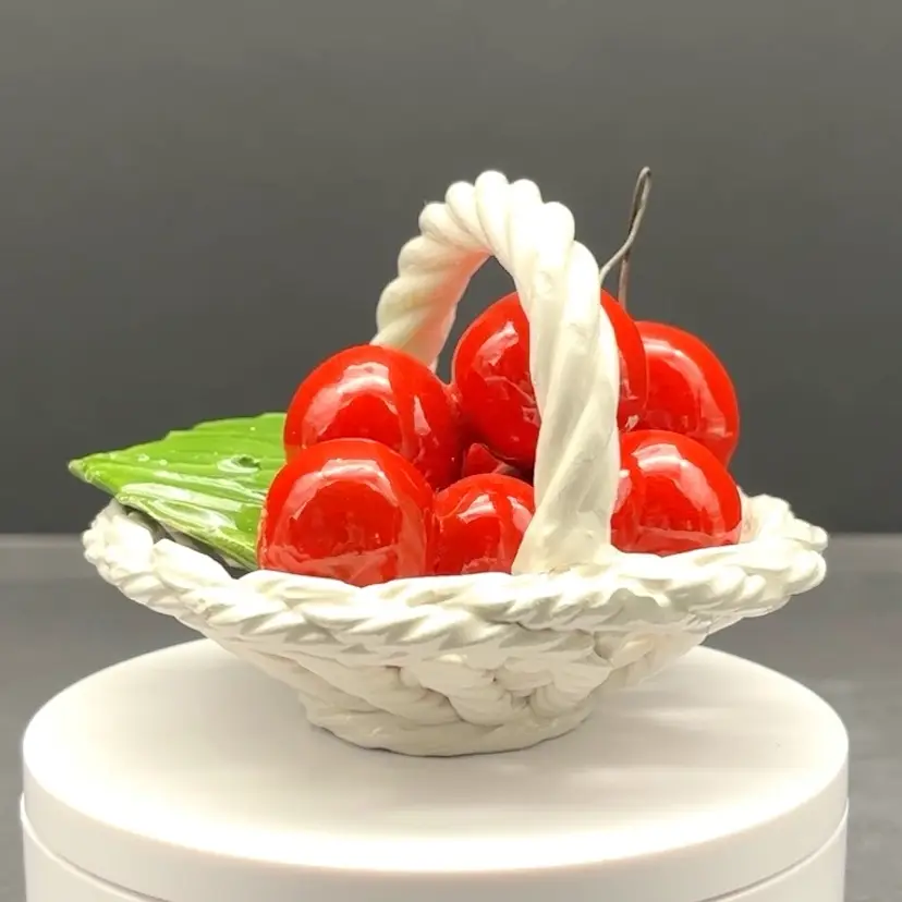 Capodimonte Cherry Fruit Basket | Vintage 1950s-70s