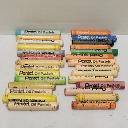 VTG Pentel Oil Pastels 28 Regular Sz Canvas Paper Board Used