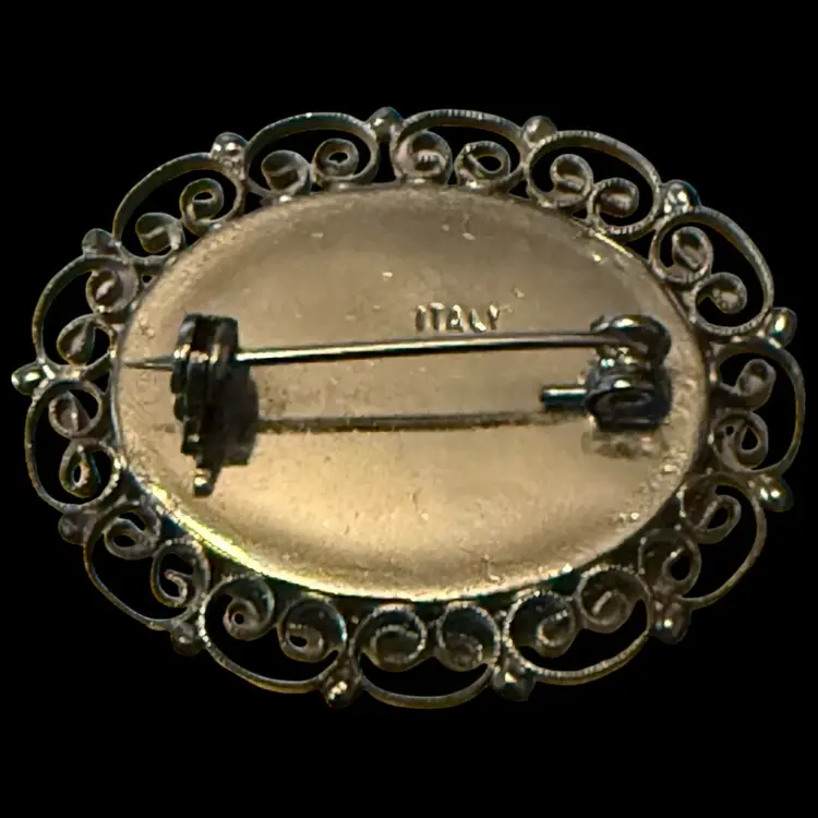 Micro Mosaic Flower Brooch 1.5”