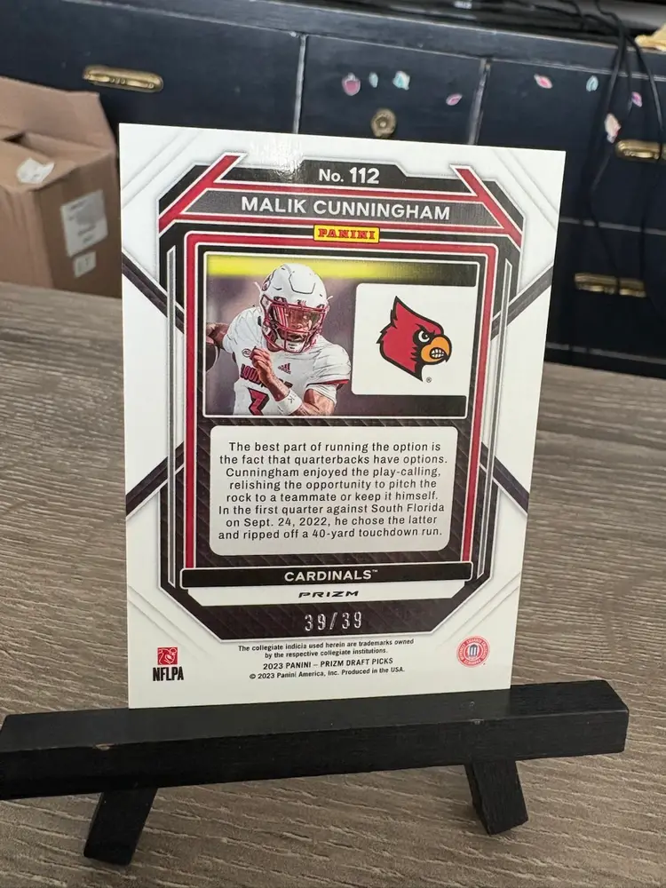 Malik Cunningham 2023 Panini Prizm Draft Picks RC Rookie Orange Finite /39 NCAA College Football Card Louisville Cardinals (F)