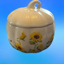 Ceramic Sunflower Lidded Bowl