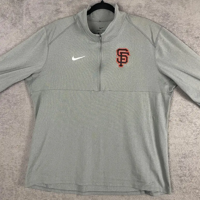 San Francisco Giants Pullover Mens XL Gray MLB Baseball Nike Dri Fit Quarter Zip M-3932