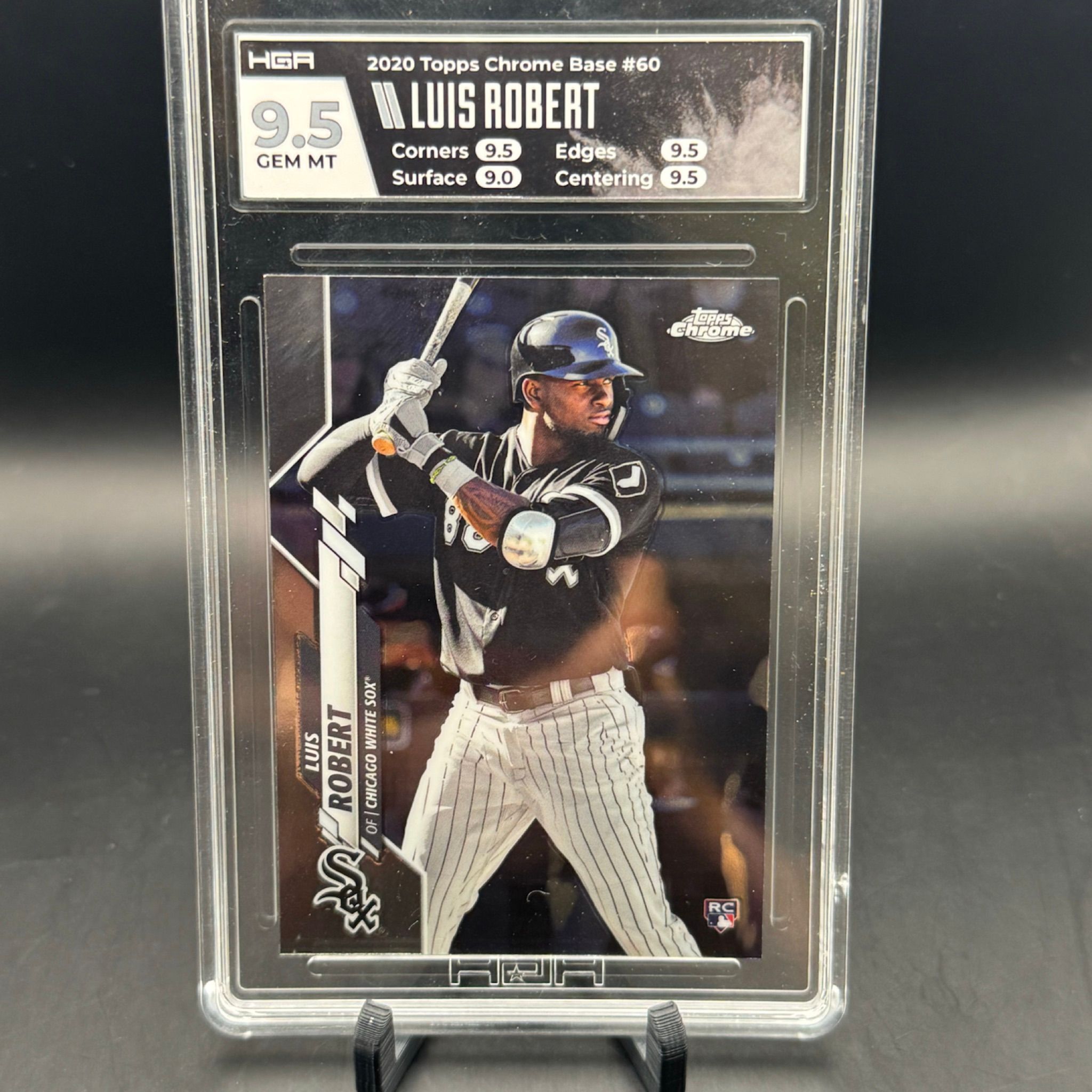 2020 Topps Chrome - Luis Robert #60 Batting (RC) Graded HGA 9.5 Gem Mt