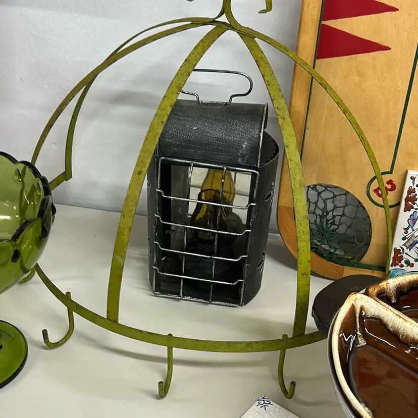 Green Skillet Hanger Cage Style with Hooks