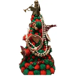 Handmade Christmas tree with choice of angel topping or star has jewelry on it