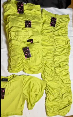 5 Chérie Los Angeles Lime Green Dresses  Bodycon + Matching Crop Tops