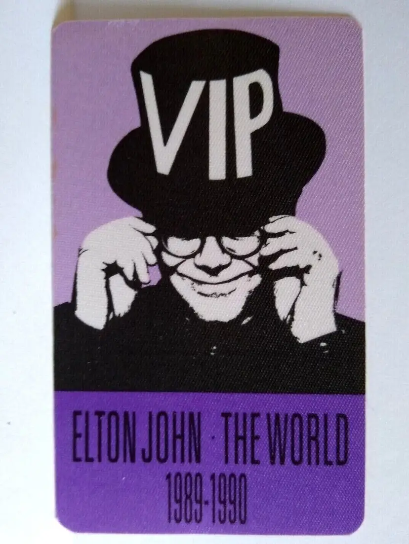 Elton John Backstage Pass Original Vintage 1989 - 1990 The World Tour Purple VIP