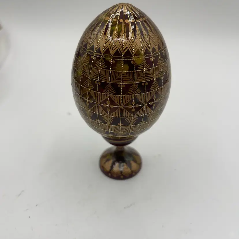 18- Hand-Painted Wooden Egg With Stand